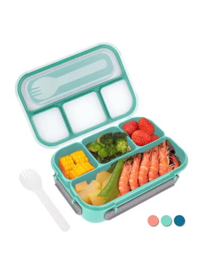 fantasize Bento Box,Bento Box Adult Lunch Box, Lunch Box Containers for Toddler/Kids/Adults, 1300ml-4 CompartmentsandFork, Leak-Proof, Microwave/Dishwasher/Freezer Safe, Bpa-Free(Green) - Image 1